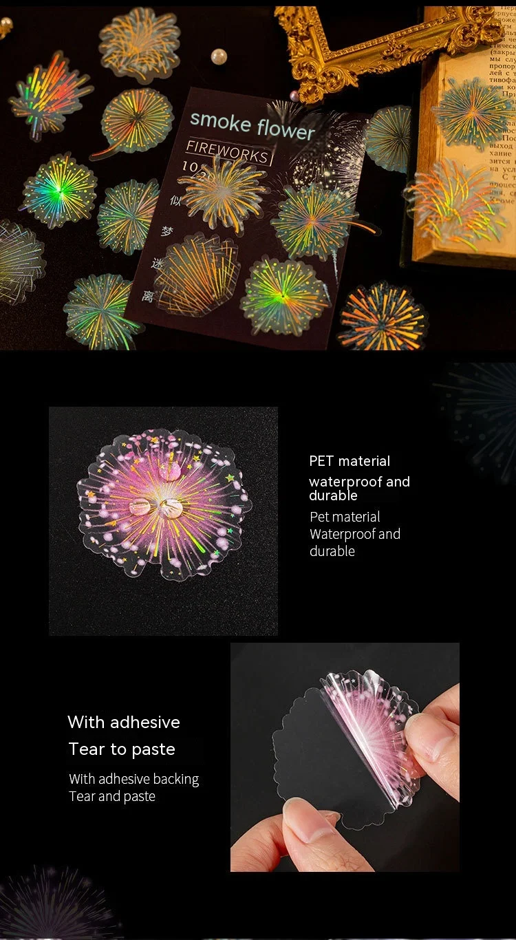Adesivos decorativos para diário com tema de fogos de artifício românticos. Decore suas páginas e celebre o amor com esses adesivos charmosos. — foto 5