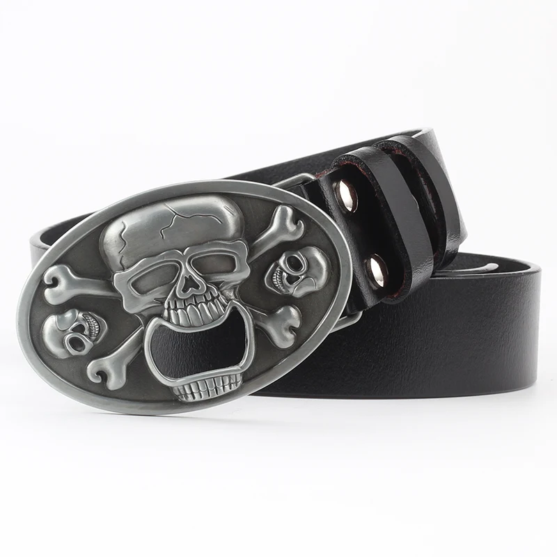 Title 2, Leisure Skull Decoration Belt Pure Leather Styl...
