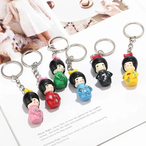 Title 8, Cartoon Japanese Kimono Doll Keychain Pendant A...