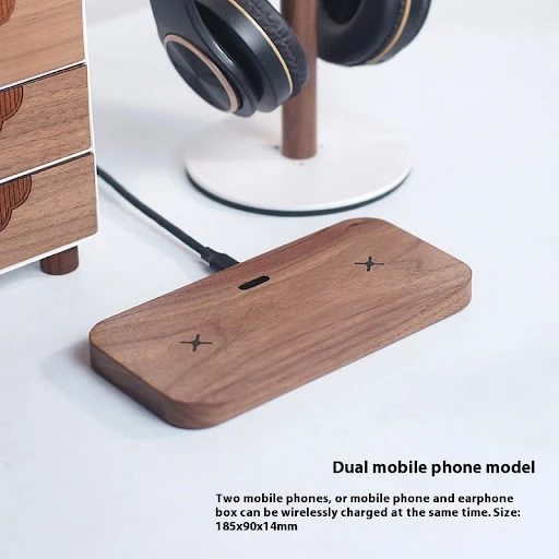 Title 5, Walnut Universal Double Charge 15W Fast Wireles...