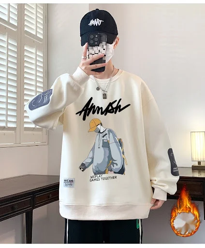 Title 8, Youth Fleece-lined Thickened Mens Sweater Autu...