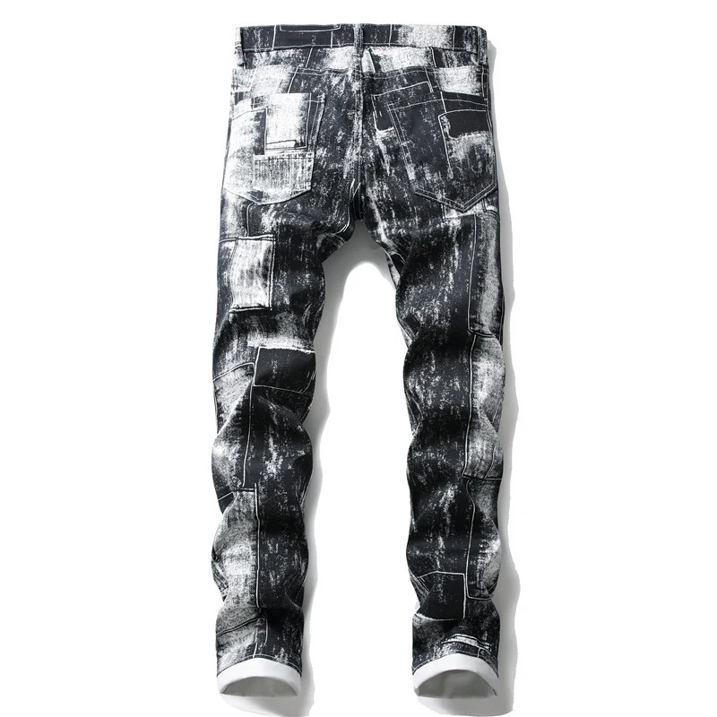Title 3, Gedruckte Herren Casual Hose Slim Weiß Blumenmu...