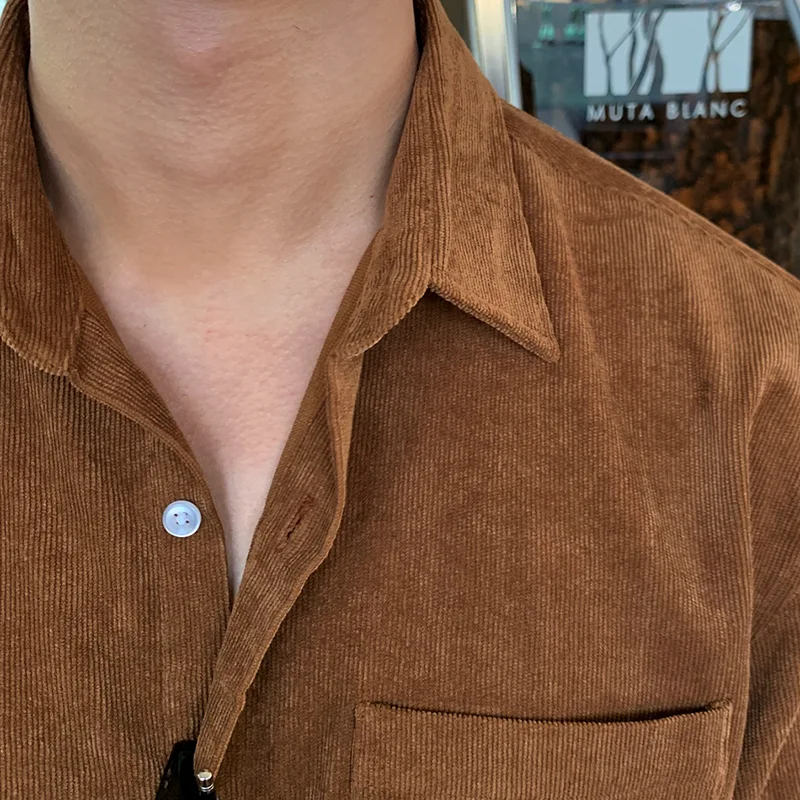 Title 2, Camisa Masculina Retrô de Corduroy Manga Longa ...
