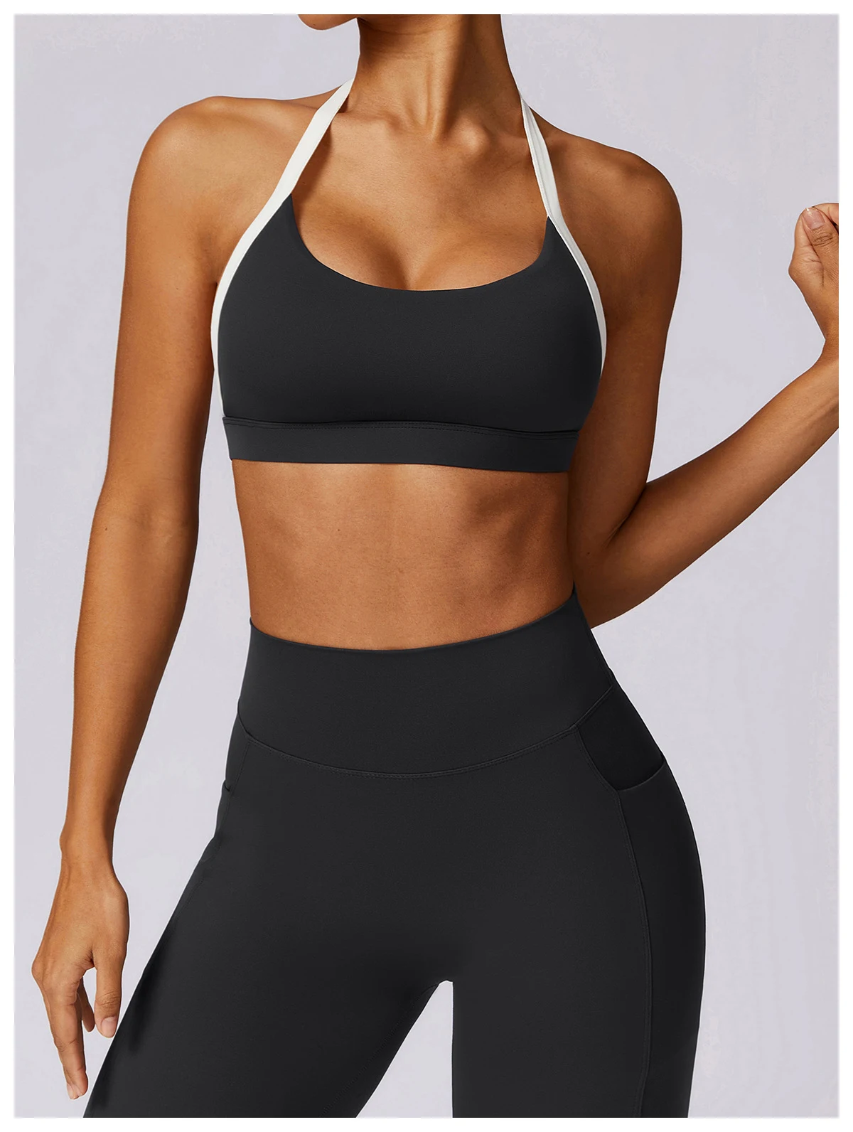 Halter Shockproof Beauty Back Yoga Bra. Experience comfort and support during workouts. Enjoy freedom of movement. Perfe — photo 35