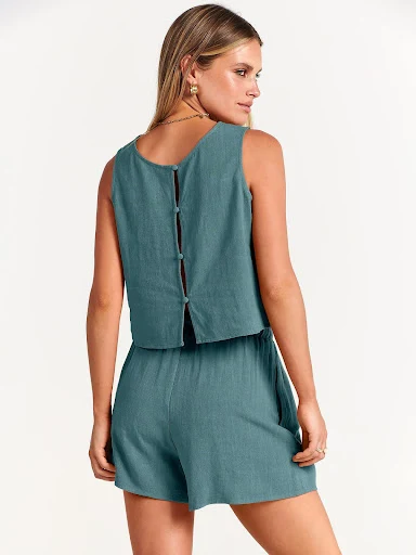 Title 15, Womens Casual Sleeveless Loose Cotton Linen Sh...