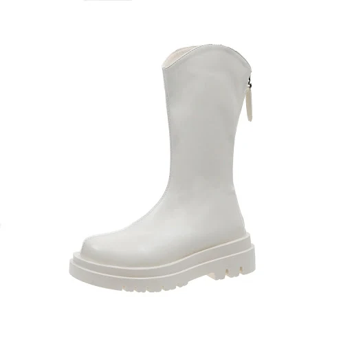 Title 3, Simple, thick-soled mid-tube leather womens bo...