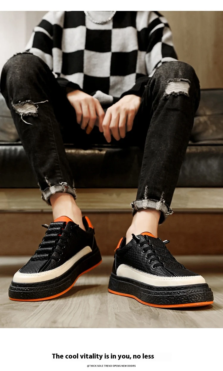 Title 21, All-matching Leather Skateboard Platform Casual...