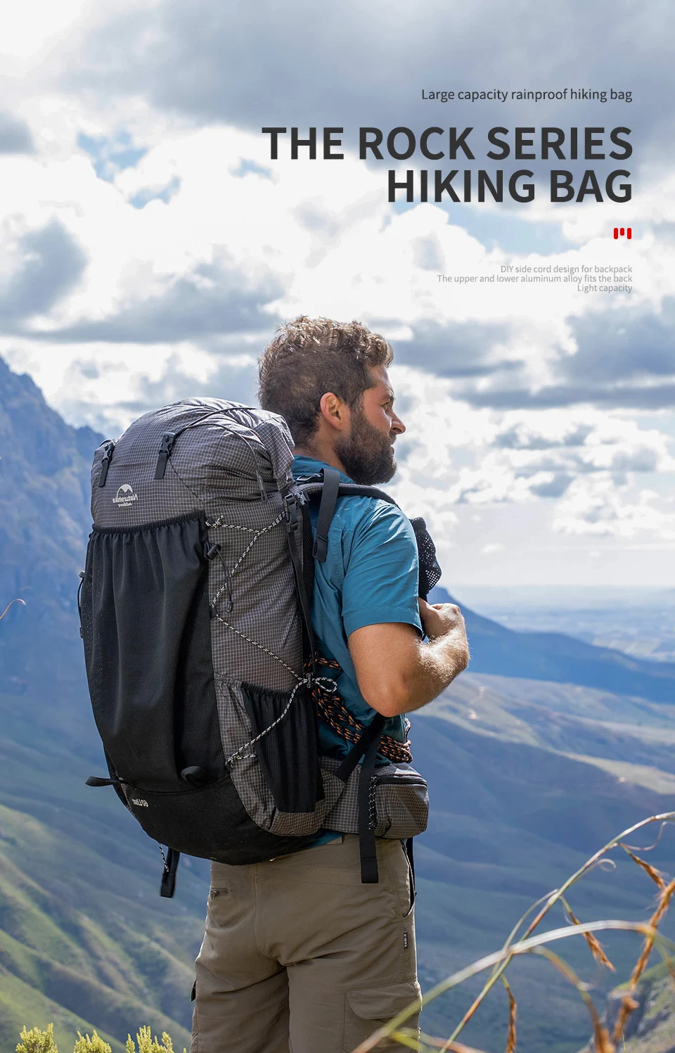 Mochila grande para viagem, trilha e camping, com alta capacidade e design resistente. Perfeita para atividades ao ar livre e aventuras. — foto 5