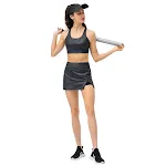 Conjunto esportivo feminino, sutiã yoga de couro sintético e alta elasticidade, shorts culote fake dois em um, ideal para atividades. — foto 1