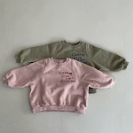 Camiseta solta casual com estampa de letras e mangas compridas para bebês, unissex, perfeita para conforto e estilo no dia a dia. — foto 2