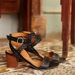 Chunky high heel studded open-toe sandals for women. Comfortable and stylish footwear. Perfect for adding a bold touch t — photo 2