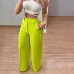 Calças femininas novas, moda, slim fit e perna larga. Conforto e estilo para um visual moderno e elegante, perfeitas para diversas ocasiões. — foto 2
