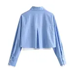 Spring Loose Slimming And All-matching Long Sleeve Single-breasted Lapel Short Shirt — photo 3