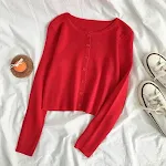 Blusa de manga larga de punto para mujer, cárdigan de primavera de cintura alta, chaqueta corta y delgada, ideal para un look elegante y favorecedor. — foto 3