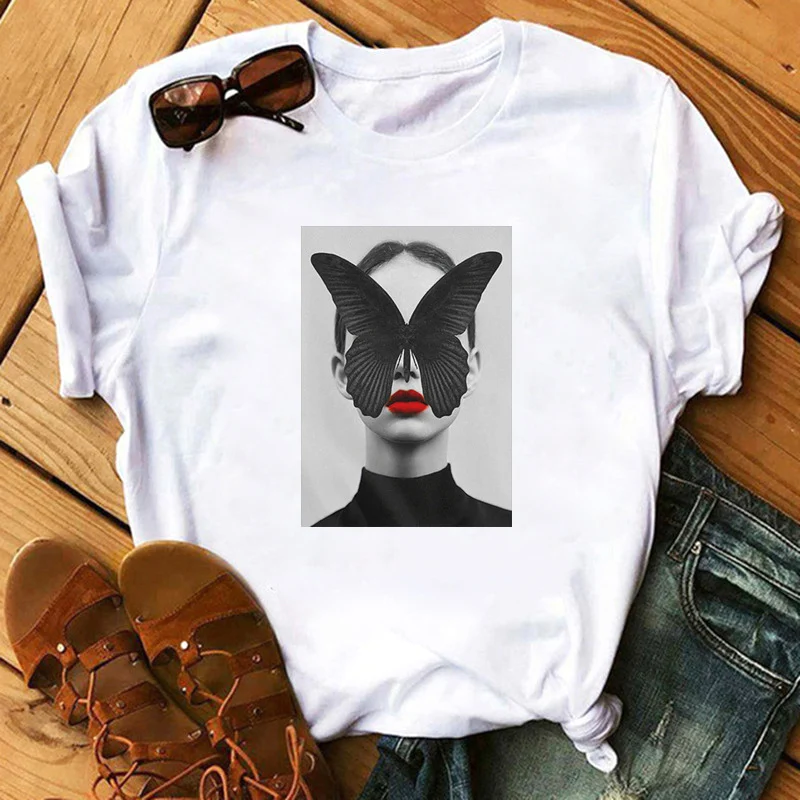 Top Vlinder met Veer T-shirt voor Dames — Stijlvol en comfortabel ontwerp — Perfect voor een casual en verfijnde look — Koop nu! — foto 3