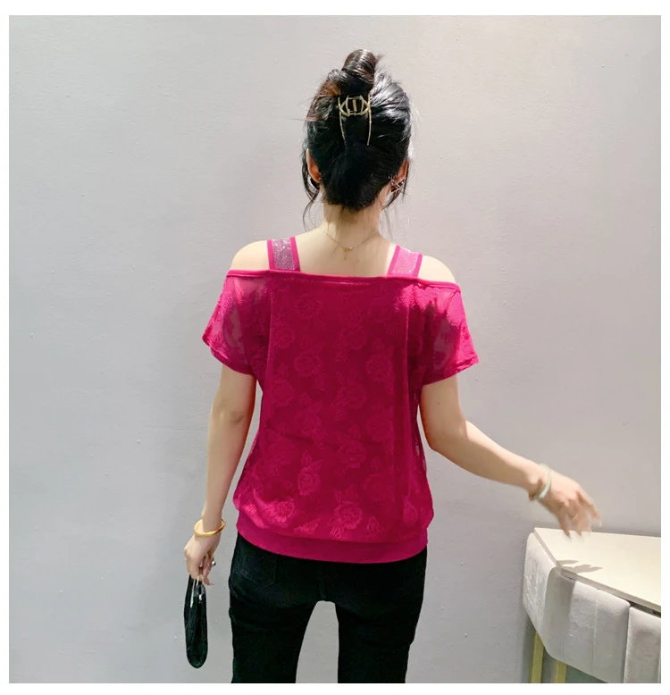 Title 6, Kanten off-the-shoulder top met strass