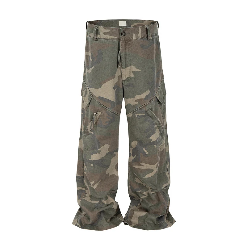 Loose Wide Leg Camouflage Jeans Slightly Flared. Comfortable, Stylish and Versatile for Everyday Wear. Perfect for a Rel — photo 1