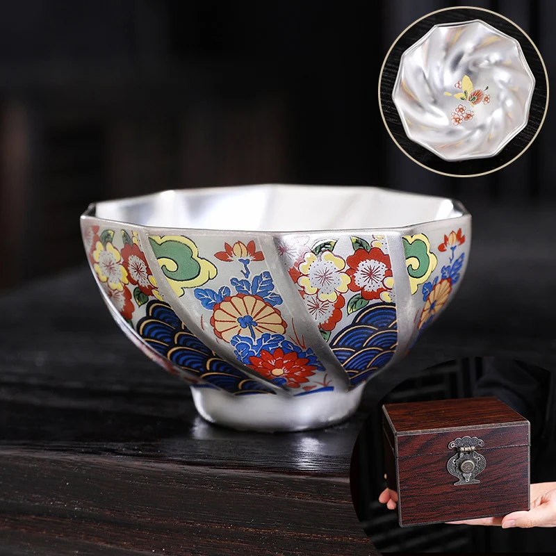 Japanese Enamel Color Silver Plated Tea Cup Ceramic Master Cup for Kung Fu Jianzhan Tea Set, enjoy your tea ritual with — photo 7
