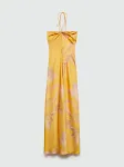 Yellow Print Satin Dress Sleeveless Halter for effortless elegance. Perfect for summer evenings or special occasions, co — photo 1