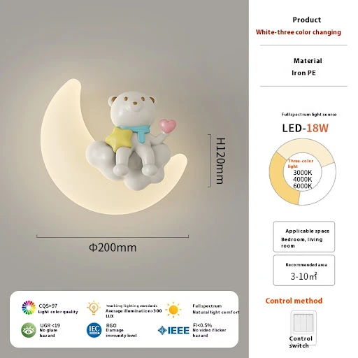 Title 4, Cream Wind Moon Eye Protection Bedside Wall Lamp