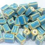 Colar longo de miçangas soltas de cerâmica retangular, feito à mão, corrente de suéter e acessórios. — foto 35