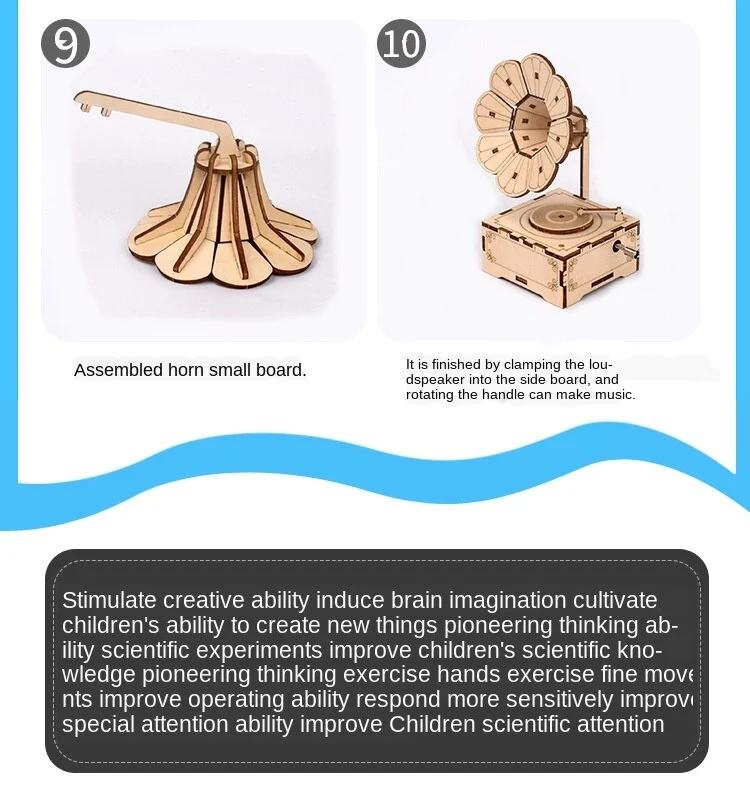 Title 6, Gramophone Wooden Music Box Ornaments Retro Mus...