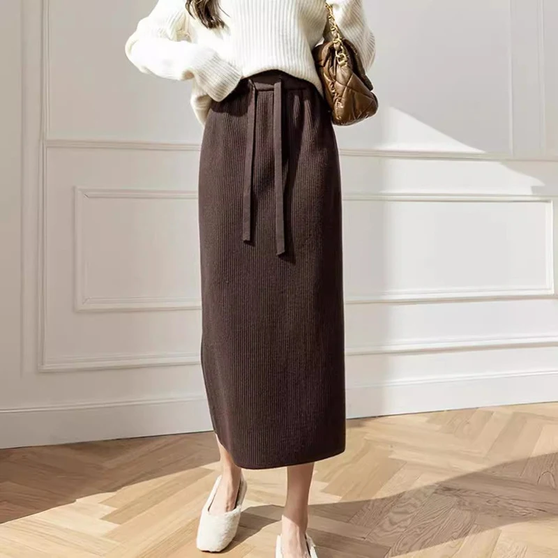 Title 9, Simple knitted skirt with a high waist, drawstr...