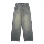 Herfst Nieuwe Nostalgische Gewassen Straight Jeans. Ervaar vintage stijl en comfort met deze rechte jeans, ideaal voor het herfstseizoen. — foto 5