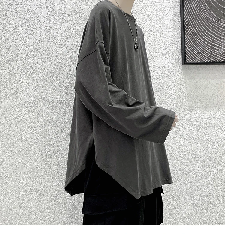 Title 8, Camiseta masculina manga longa casual com fenda...