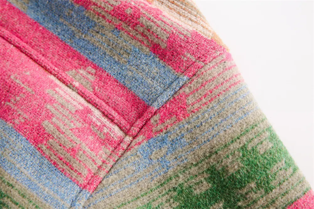 Title 20, Ethnic Style Contrast Color Woolen Jacket for M...