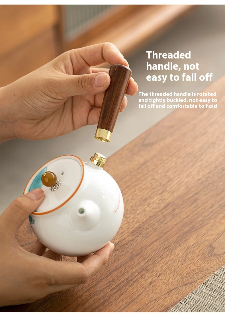 Title 3, Hand Painted Side Handle Pot Travel Tea Set Sui...