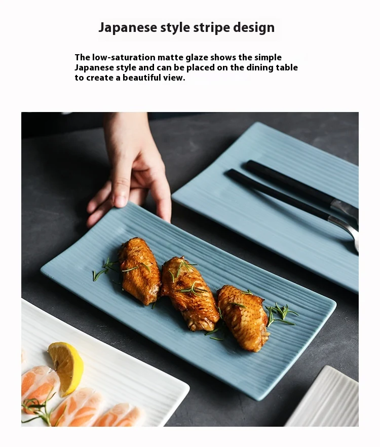 Title 3, Minimalist rectangular porcelain dinner plate f...