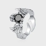 Anel Vintage de Prata 925 com Zircônio Preto, Design Clássico e Sofisticado para Homens e Mulheres, Perfeito para Presentear — foto 2