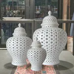White Hollowed-out Ceramic General Jar – A stylish and versatile decorative piece for your home. Perfect for flowers, pl — photo 6