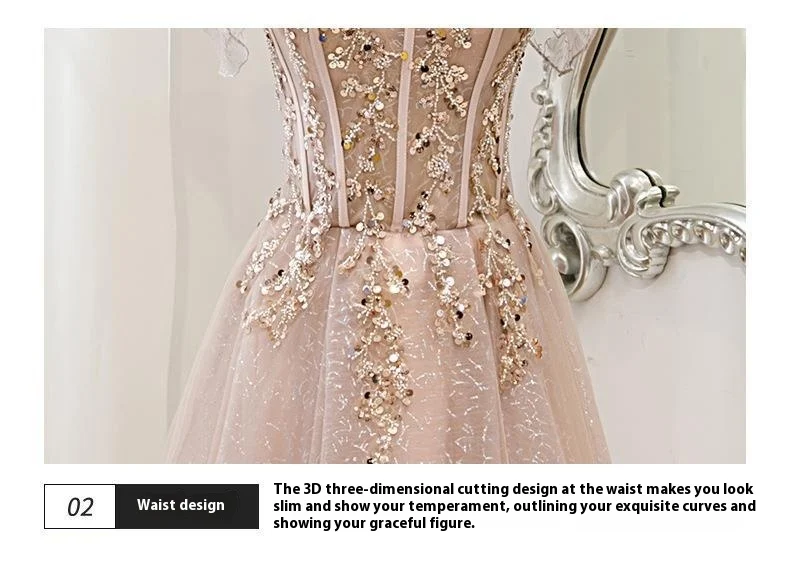 Title 8, Off-shoulder Host Banquet Evening Dress