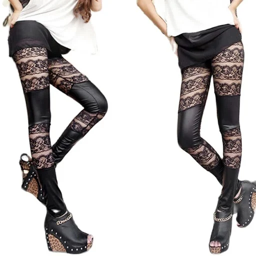 Title 6, Dames herfst faux leren leggings met stiksels e...