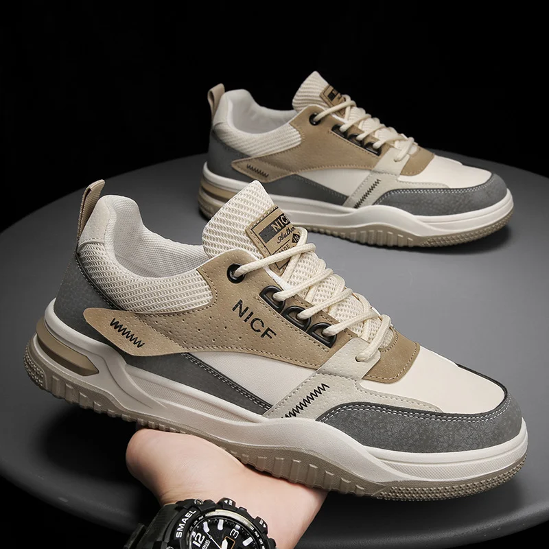 Sapatos masculinos casuais em couro, superfície impermeável, antiderrapantes e com proteção laboral, confortáveis e seguros. — foto 3