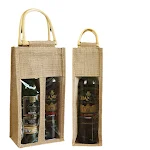 Bolsa de vinho de linho vermelho para quatro garrafas, com alça dupla. Embalagem sofisticada para presentear ou transportar com segurança. — foto 6