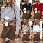 Off-the-shoulder bat sleeve thread t-shirt, a comfortable and stylish top, perfect for a casual or dressed-up look, vers — photo 10