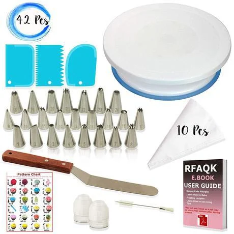 Title 5, Cake turntable and decorating mouth set, perfec...