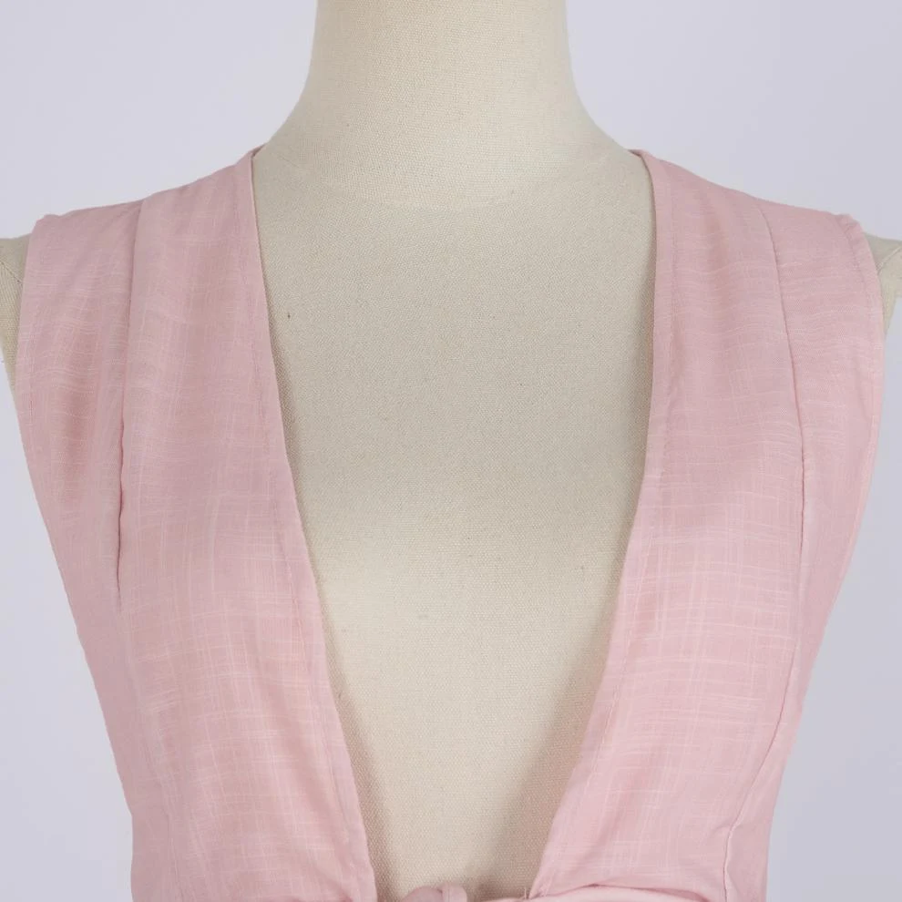 Title 3, Pink V-neck Sleeveless Holiday Dress, Cotton an...