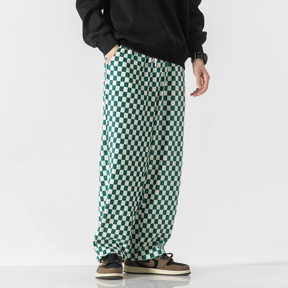 Title 32, Mens Chessboard Plaid Pants Cropped Trendy Ela...
