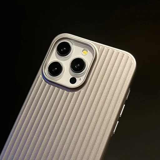 Title 9, Metal Corrugated Grating Skin Frosted Phone Cas...