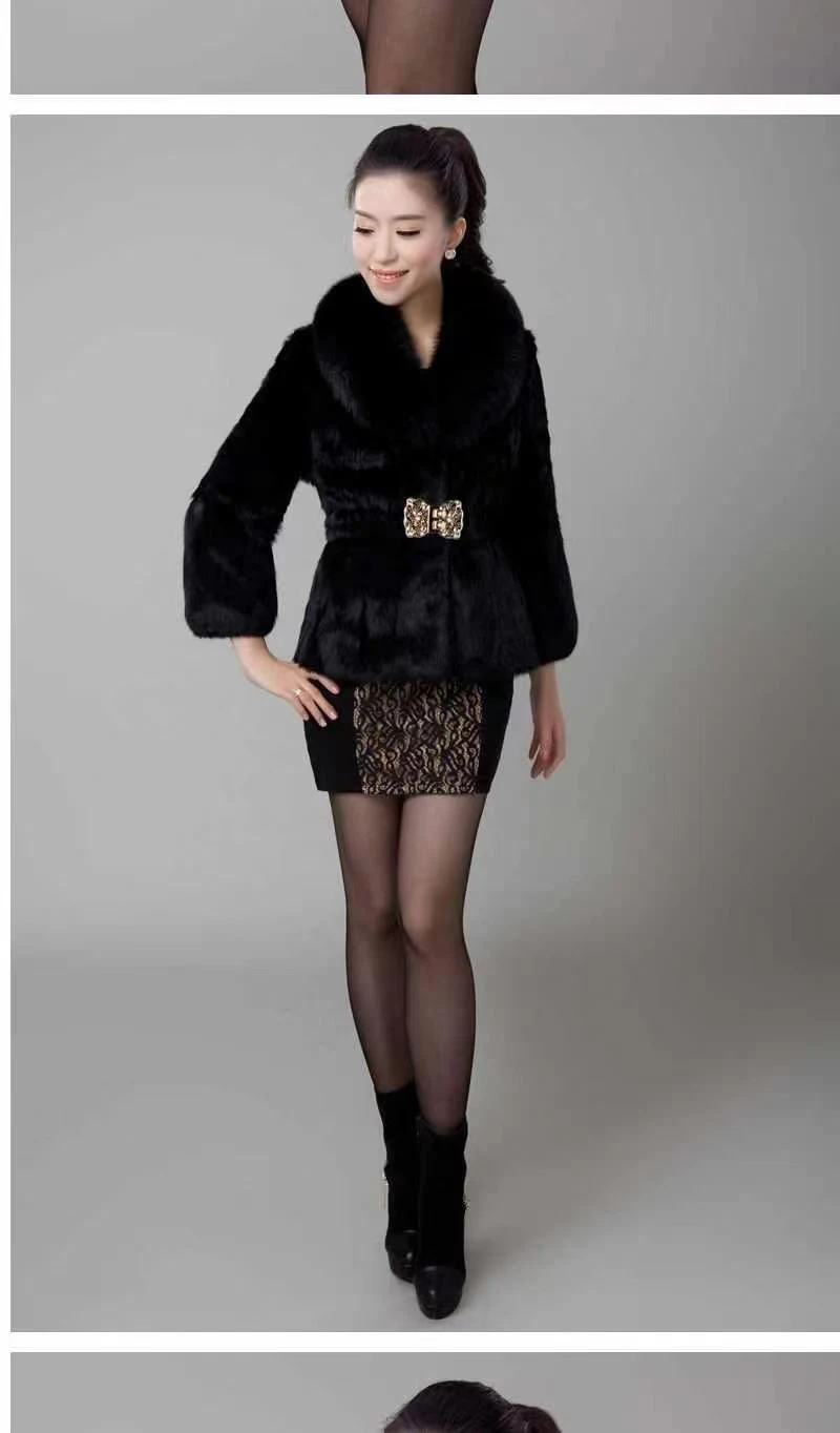 Title 5, Autumn and Winter Faux Fur Coat with Fox Fur Co...