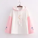 Suéter feminino com capuz e mangas com combinação de cores do alfabeto, aveludado e acolchoado, perfeito para conforto e moda. — foto 1