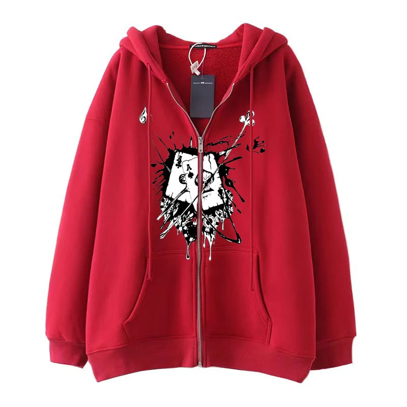 Dark Style Hip Hop Gothic Skull Zipper Hooded Sweatshirt, a stylish and comfortable way to express your unique personali — photo 6