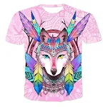 Fashion New Starry Wolf Animal Print Short Sleeve T-shirt for women, a stylish and comfortable top perfect for casual we — photo 1