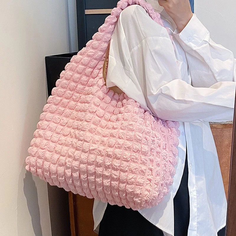Bolsa de ombro plissada Cloud Bubble de grande capacidade para meninas, espaçosa e estilosa, perfeita para escola, passeios e muito mais. — foto 5