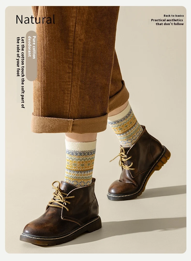 Title 17, Retro etnische stijl halfhoge sokken met ruiten