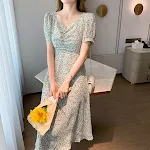 Retro lange rok met pofmouwen en een slanke taille. Creëer een elegante en flatterende look. Perfect voor een chique uitstraling. — foto 3